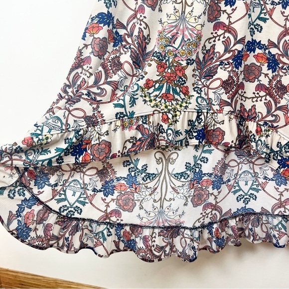 Vintage Y2K Boho Off Shoulder Floral Maxi Dress Asymmetrical Hem Hippie Gypsy S - Picture 11 of 14